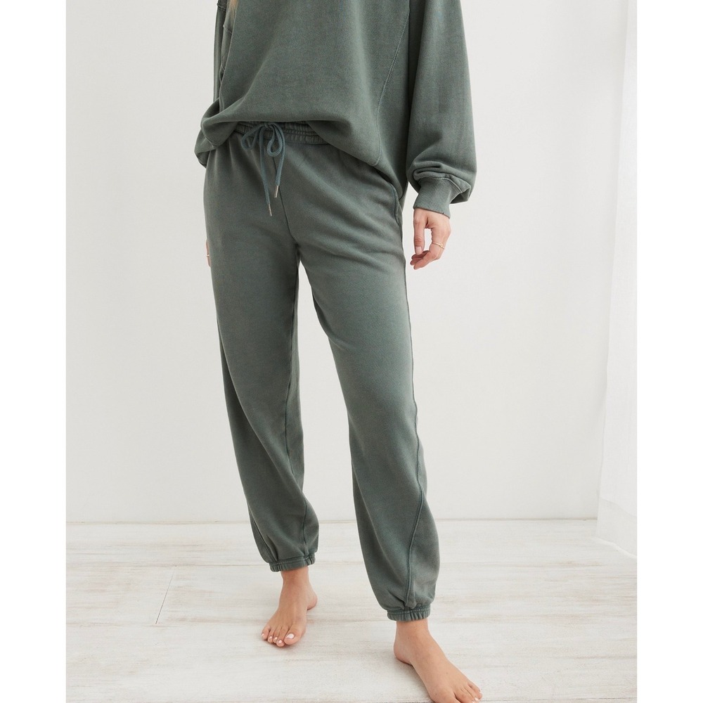 Aerie The Chill Jogger Palmera Green Women XSmall Fleece Sweatpants Lounge Pants